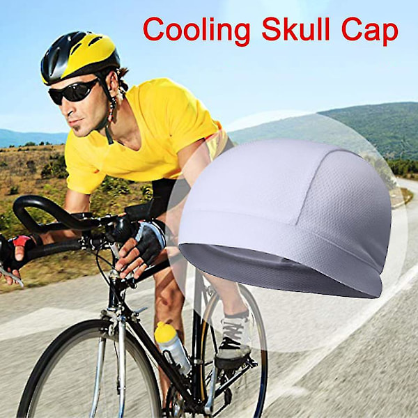 2 st hjälmfoder Skull Caps Sweat Wiing Cap Löpning Mössor Cykling Skull Caps För Män Och Kvinnor（Vit svart）