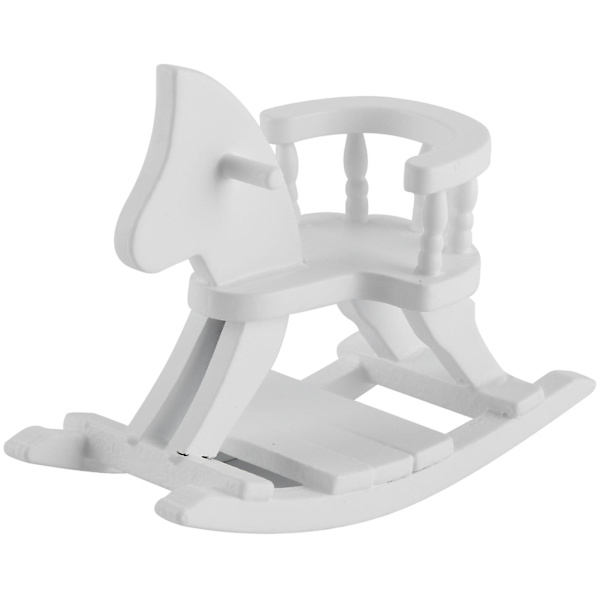 1£º12 Trädocka Häst Gungstol Miniatyr Stol Möbler Modell Dekoration Tillbehör