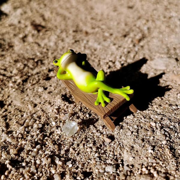 Fe statyett för trädgårdsdjur utomhus Miniatyrbadrum Groda Figur - Avslappnande