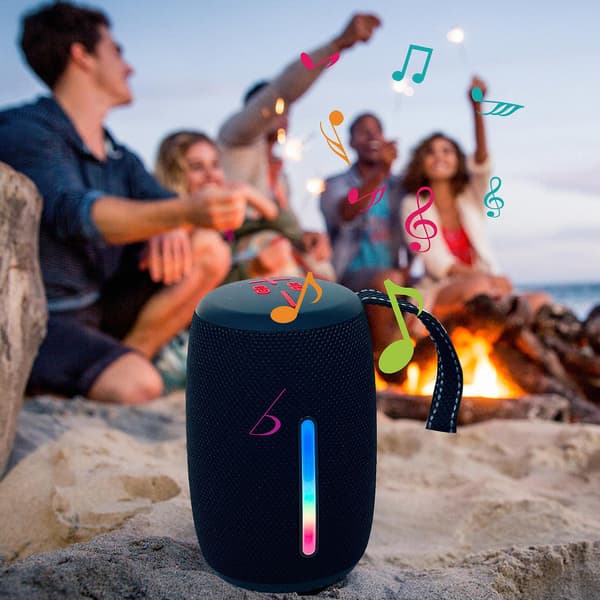 Utendørs bærbar Bluetooth-høyttaler med LED-lys（Gratis størrelse，svart）