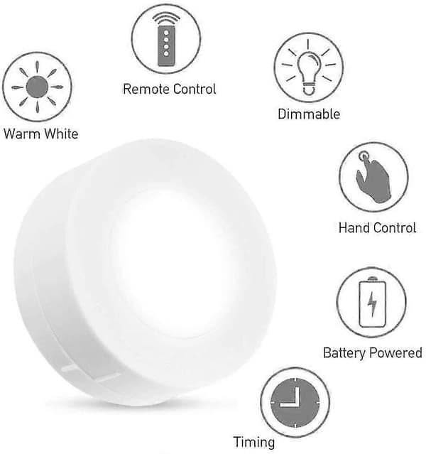 Skåpsbelysning LED med fjärrkontroll, 6 stycken skåpsbelysning - Vit