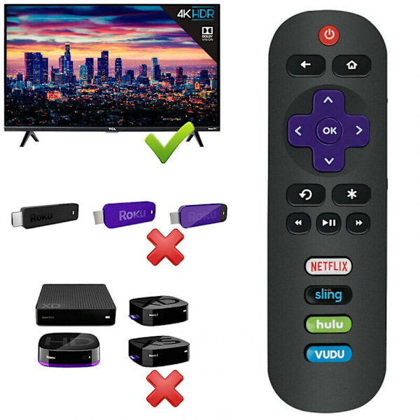 Tcl Rc280v4 ersättningsfjärrkontroll för Tcl Roku TV