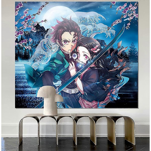 Demon Slayer Gobeläng Anime Gobeläng Cartoon Poster Bakgrund Gobeläng för Demon Slayer Fans för Presenter Konst Heminredning College Sovrum Födelsedagsfest