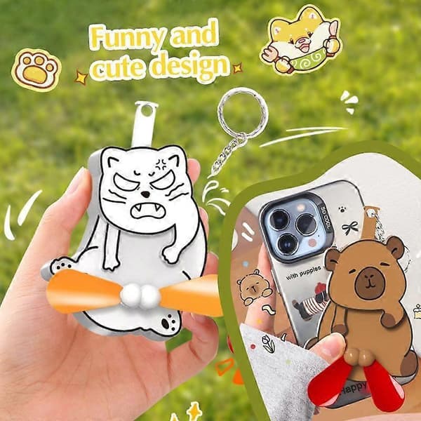Mini-håndventilator med tryk- og håndsving-nøglering i tegneseriedesign style5