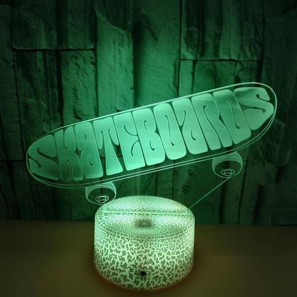 3D Optisk Illusion Skateboard Sensor Natlampe
