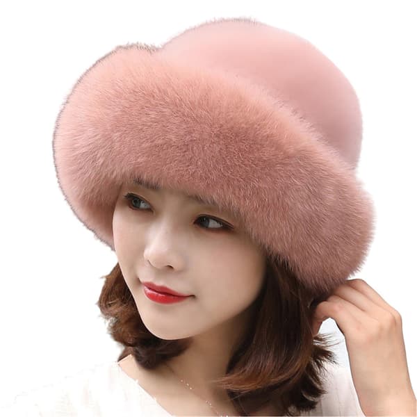 Faux Fur Trimmed Vinter Modehat Til Kvinder Moderigtige Udendørs Varme Hatte Julegave (Sølv)