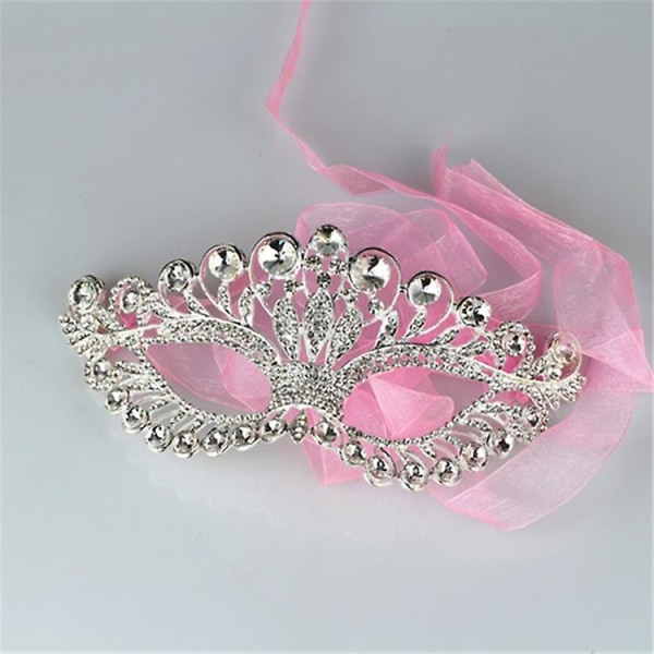 Rhinestone maskerad mask diamant halvansikte fest mask maskerad kostym rekvisita silver