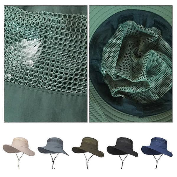 Solhatt med bred brem for menn, solbeskyttelse og solskjerming, sommerhatt gray