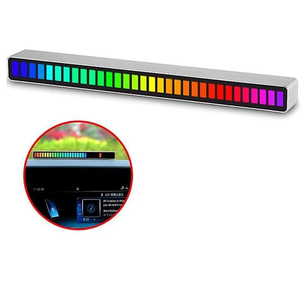 Stemmeaktiveret Pickup Rhythm Light, Stemmeaktiveret Ambient Light, Velegnet til biler, fester, DJ-studier（Hvid）