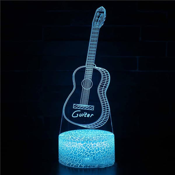 Gitar Nattlys Bordlampe LED Personlig Navn Gravert