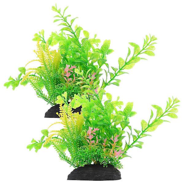 2 stk. Akvarie Fisk Tank Landskabskunst Kunstige Planter Plast Faux Plante Dekoration Simulering Plante Model（19.00X8.00X4.70CM，2）