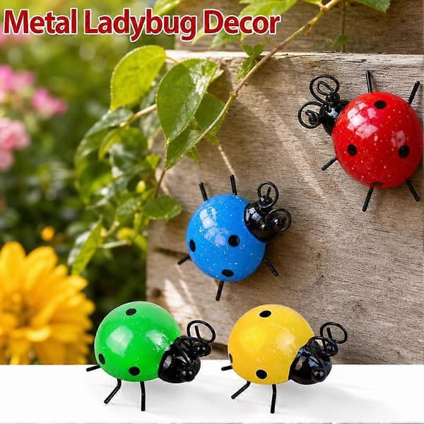 Mariehøne-pynt Levende haveaccent Robust jernhåndværk Klar til udstilling Red Ladybug Ornament