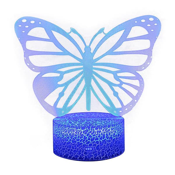 Sommerfugl Natlampe, Fødselsdagsgave Til Piger 3d Illusion