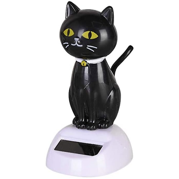Solcelledansende legetøj Bobble Head legetøj Sort kat Dyr dansende figur legetøj Bil instrumentbræt indretning