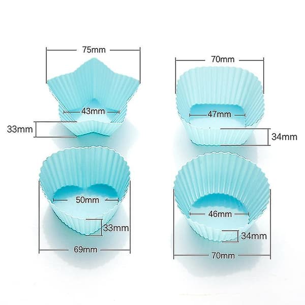 4 stk/sæt Mini 4 Stilarter Form Silikone Muffin Kage Bageforme Bagetilbehør (Abrikos)