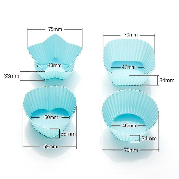 4 stk./sæt Mini 4 Styles Form Silikone Muffin Kage Bageforme Bage Tilbehør(Abrikos)