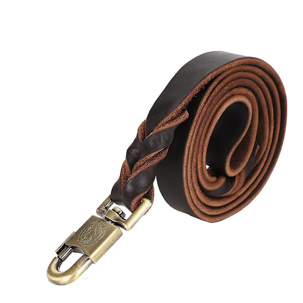 Braided Pet Chain Dog Collar & Leash Set - Soft Leather, 2.5 x 150cm