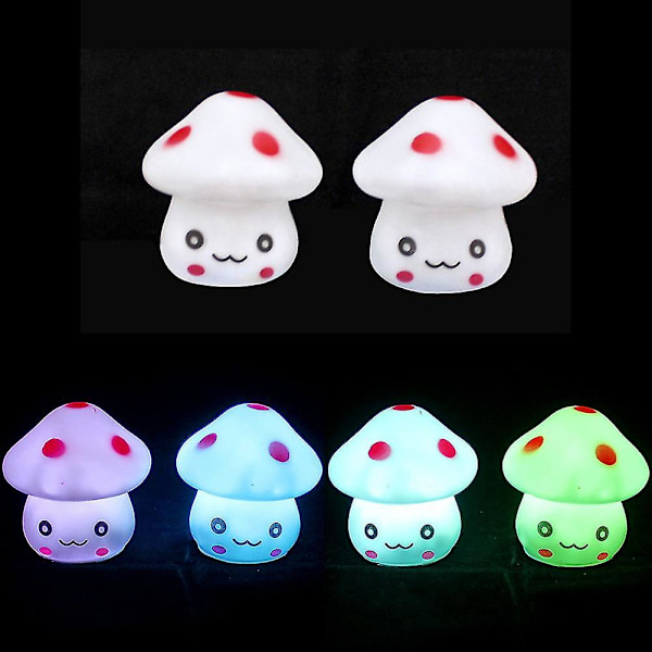 Fargerik belysning Mini sopp LED nattlys Hjem trapper Sengelampe gave T（Hvit）