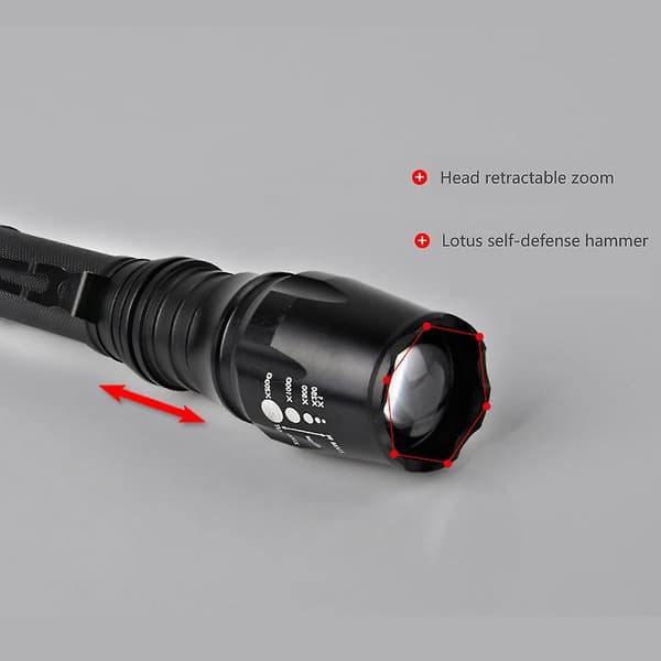 Elfeland sotilaallinen LED-taskulamppu 50000LM Zoomable 5-tila (G)