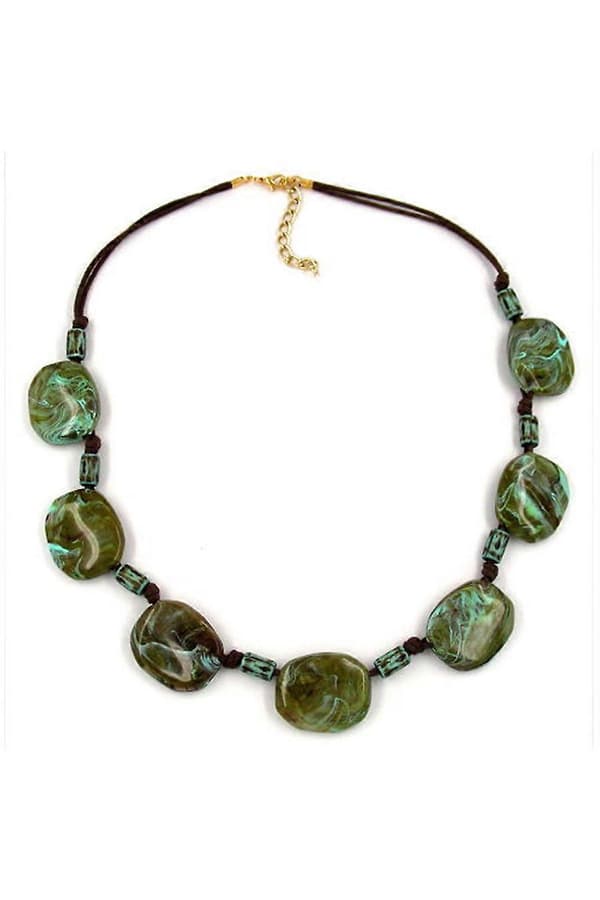 Halsband Fantasy Beads Olivgrön 50cm - Gl02352