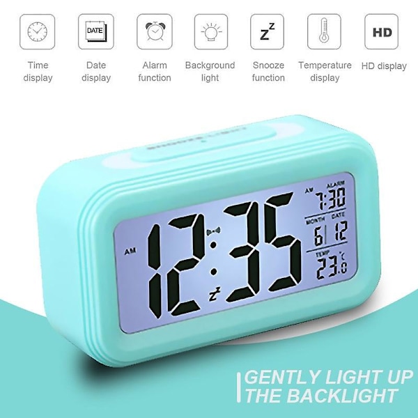 Hjem LED Digital Vækkeur Temperatur & Kalender Snooze Funktion Vækkeur Lysende Bordur Elektronisk Smart Ur