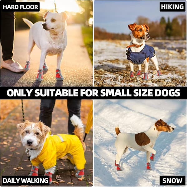 Hundskor Paw Protector för Utomhuspromenader med Reflexband Robust Halksäker Sula för Trottoar Vinter Snö 4 ST Röd bredd 1.49 tum