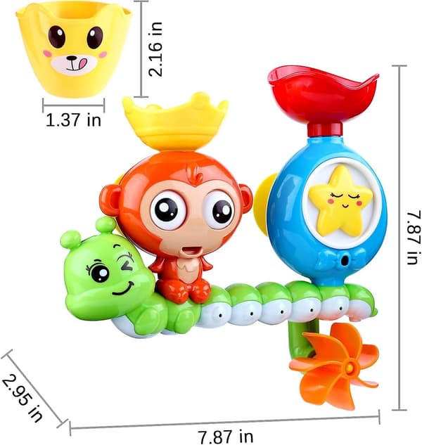 Baby Badleksaker Apa Vattenleksaker Duschleksaker Badleksak med Kopp för Spädbarn