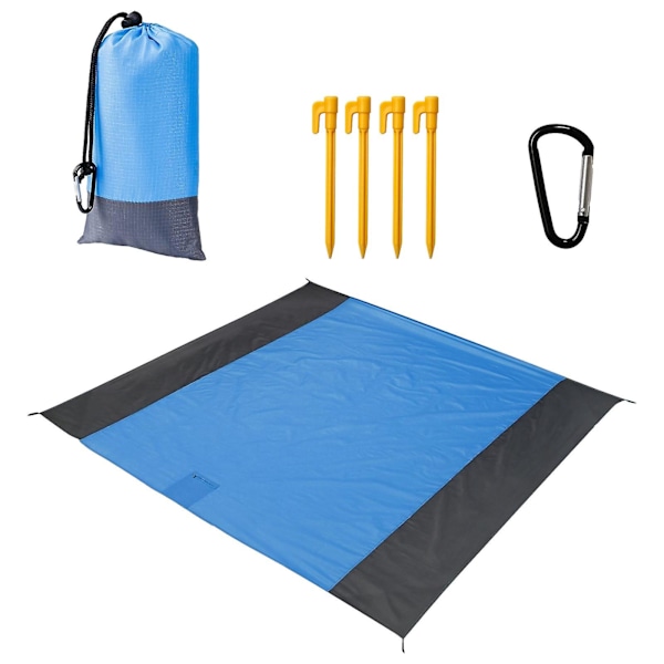 Utomhus picknickfilt Camping hopfällbar vattentät för camping, resor（210cmx200cm，Blå）
