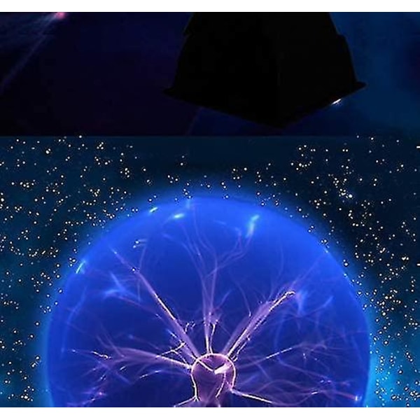 Nattlys 5\" Blå Plasma Ball Lys, Berørings- og stemmesensitiv magisk plasma lampe, stemningslysdekorasjon Lyn, Lys