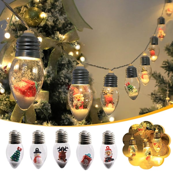 Juldekoration 1,5M USB-driven snögubbe jultomte julgran semester LED-lampor blinkande ljusslinga