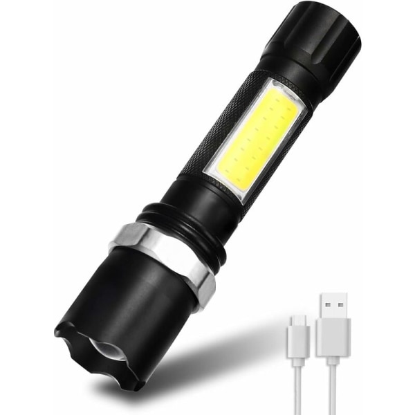 Lommelygte, Genopladelig LED Lommelygte 500lm, Ultra Kraftfuld USB Genopladelig LED, 3 Modes,,Ladacea