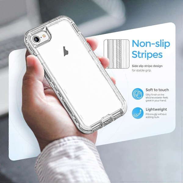 Fodral Kompatibelt med iPhone 7 Plus, Kompatibelt med iPhone 8 Plus, Robust Stötsäkert Anti-Fall Transparent Skal Kristallklart -