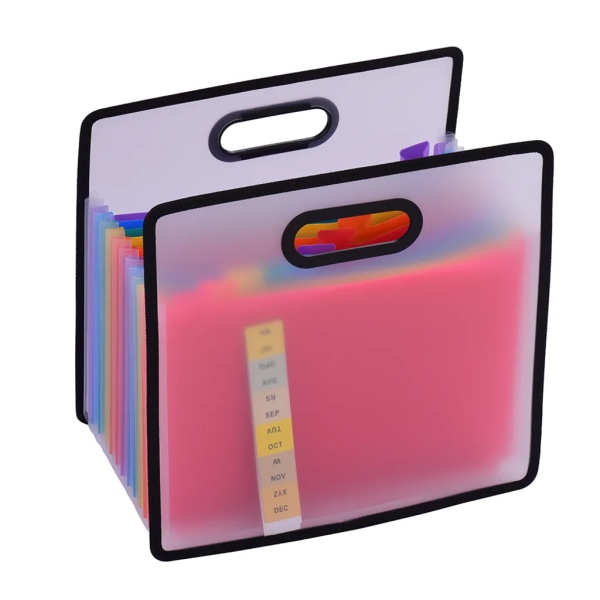 Expanderande mapp A4-pappersarkivskåp 12 fickor Rainbow Colors Bärbar organizer med filguide och etikettkort för kontorsskola