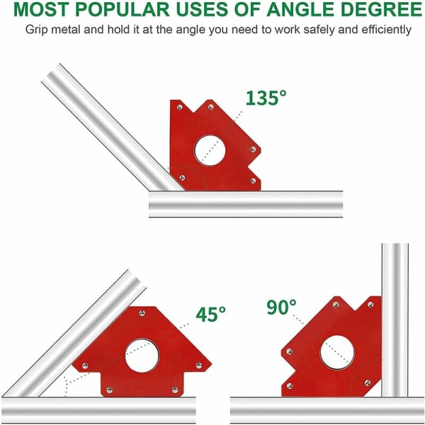 Hitsausmagneetit-magneettihitsauskulma-hitsauskulma 45°-90°-135°-asennuskiinnike-magneetin pidike-hitsausapumerkintä (4 kpl)