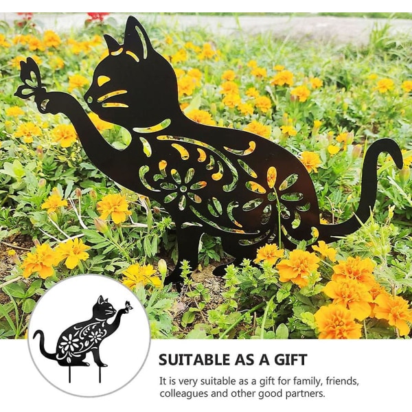 1 st Trädgård Metall Kattstatyer Silhuett Katt Dekorativ Järn Kattformad väggprydnad för utomhusbruk