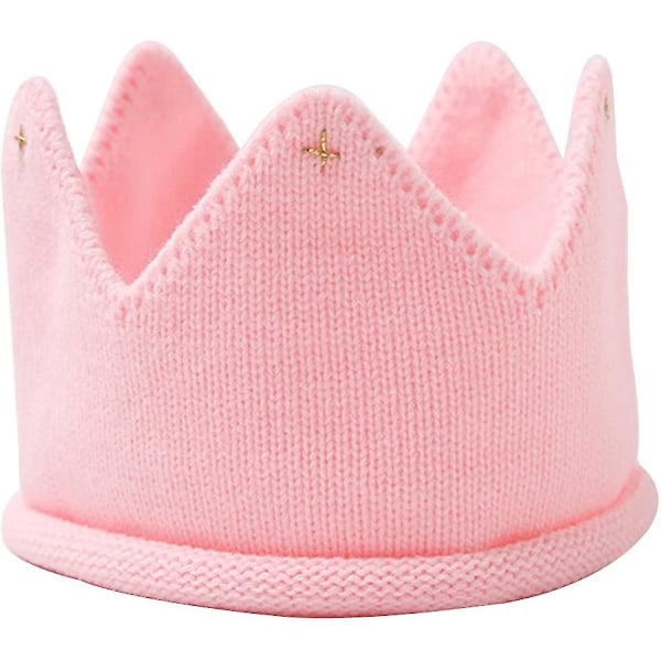 Vauvan syntymäpäiväkruunu Pääpanta Hattu Kruunu Neulohattu Päähine Juhlahatut Vauvan kastekoriste (Rosa)