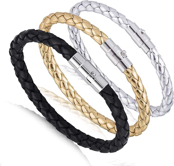 Par Armband, Mode Läder Rep Flätad Spänne Armband Bangle Wrap Smycken Present