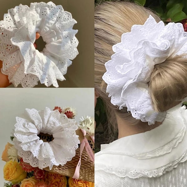 Håndlagde blonder scrunchies hårbånd armbånd hårtilbehør til daglig bruk（H）