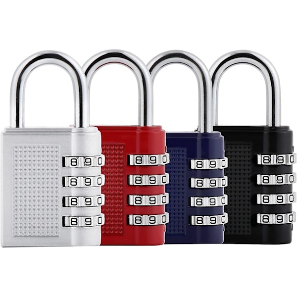 4 Combination Padlock with 4 stellig code, 4-Digit Combination Padlock, Color Combination Lock Waterproof 4 Pieces