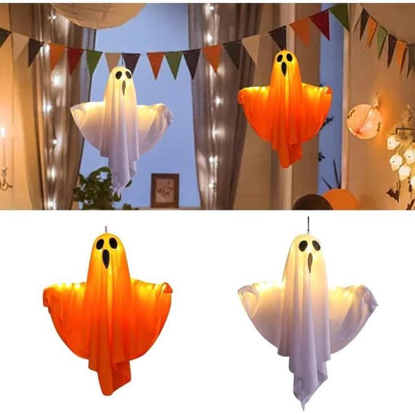 Halloween-dekoration - LED-lysende spøgelse - 3 blinkende tilstande - Stemningsbelysning til have og fest