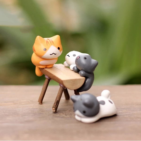 6 stk. Lykkekatt Miniatyrhage Fe Hage Mikro Landskap Hjem Hagedekorasjon Plantepotter