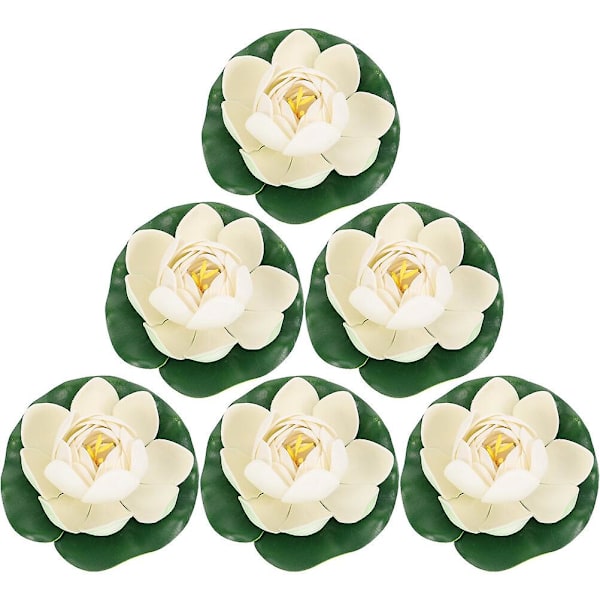 6 stk. Flydende Lotus Dekoration til Dam, Kunstig Lotus Blomst Kunsthåndværk Simuleret Lotus Blomst Dekoration Lotus Dekoration（5X10CM，Lysegul）