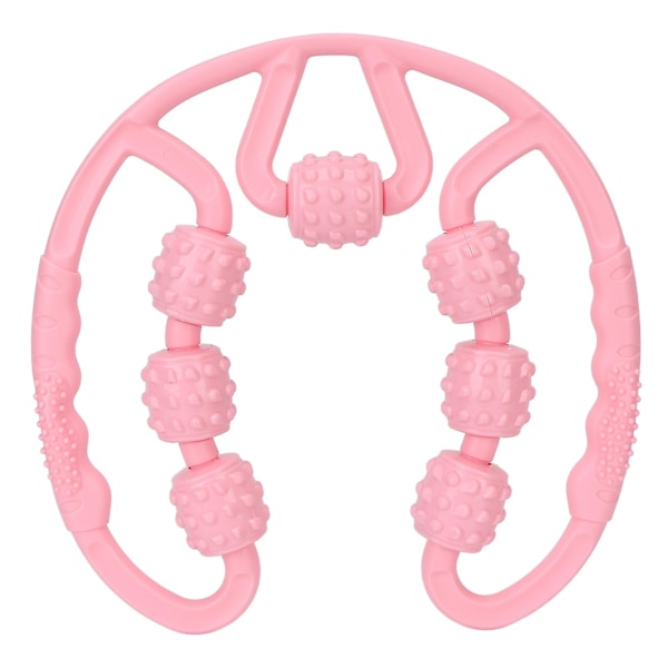 Vaaleanpunainen jalkamassagerulla - 7 pyörän kokonaisvaltainen hieroja pohkeille ja reisille, lievittää lihaskipuja