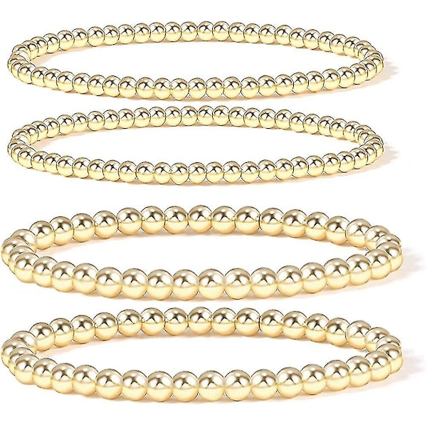 14k gullbelagt perleballarmbånd, elastisk armbånd med gullperler for Heilwiy kvinner