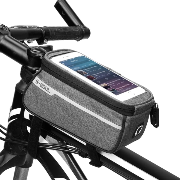 Bike Top Tube Case för 6-tums skärmstorlek Bike Front Rack Bag med hörlursuttag