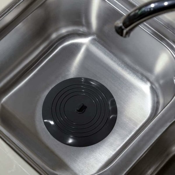 6 tommer silikone karprop Afløbsprop til køkken, badeværelse og vaskeri (sort) - DKSFJKL