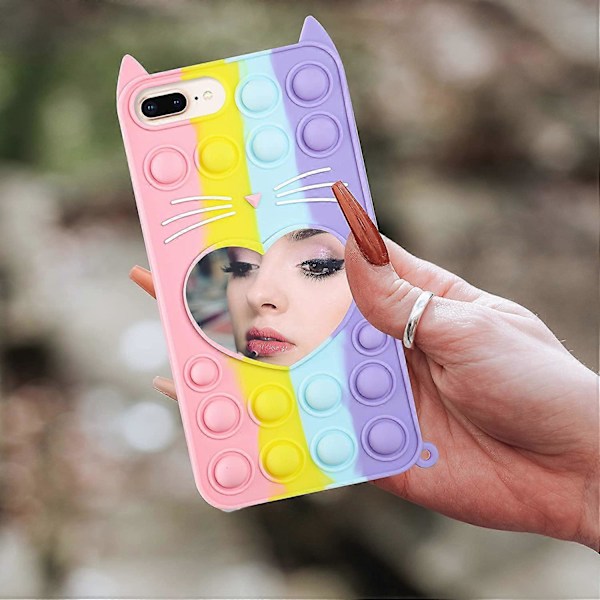 Gult Hjärta Kattfodral för iPhone 6 Plus/6S Plus/7 Plus/8 Plus Cartoon Rolig Söt Silikonfodral Fidget Unik Design Estetisk för Flickor Pojkar K