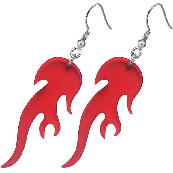 1 par Punk Fire Øreringe Akryl Flamme Øreringe Dangle Drop Øreringe til Kvinder Piger（9X3CM，Rød）