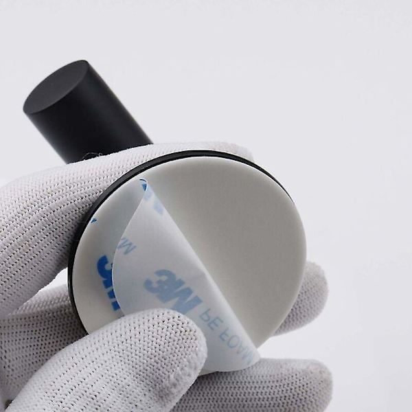 Set med 2 självhäftande badrumskrokar i rostfritt stål, ingen borrning, runda handdukskrokar, svarta, 5 x 5,5 cm