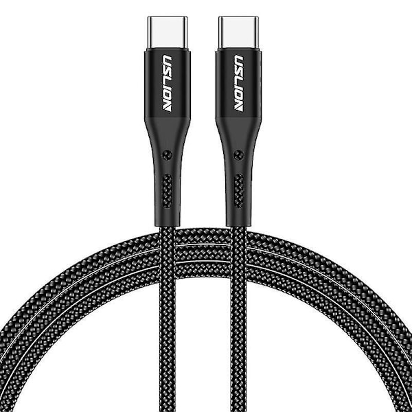 1m 2m 3m 60w Usb C Type-c Hurtigopladningskabel Opladningsdatakabel Dobbelt Type-c-0,5m Sort